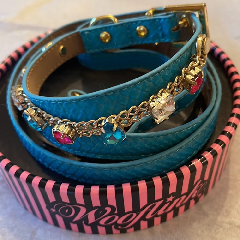 Wooflink collar and leash set in original bad. Pristine condition